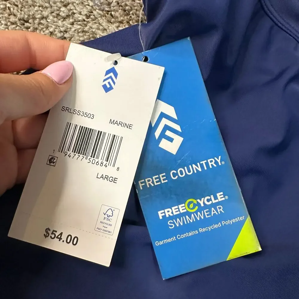 FREE COUNTRY Women's Drawstring Swim Short Size L In Marine - Picture 4 of 11